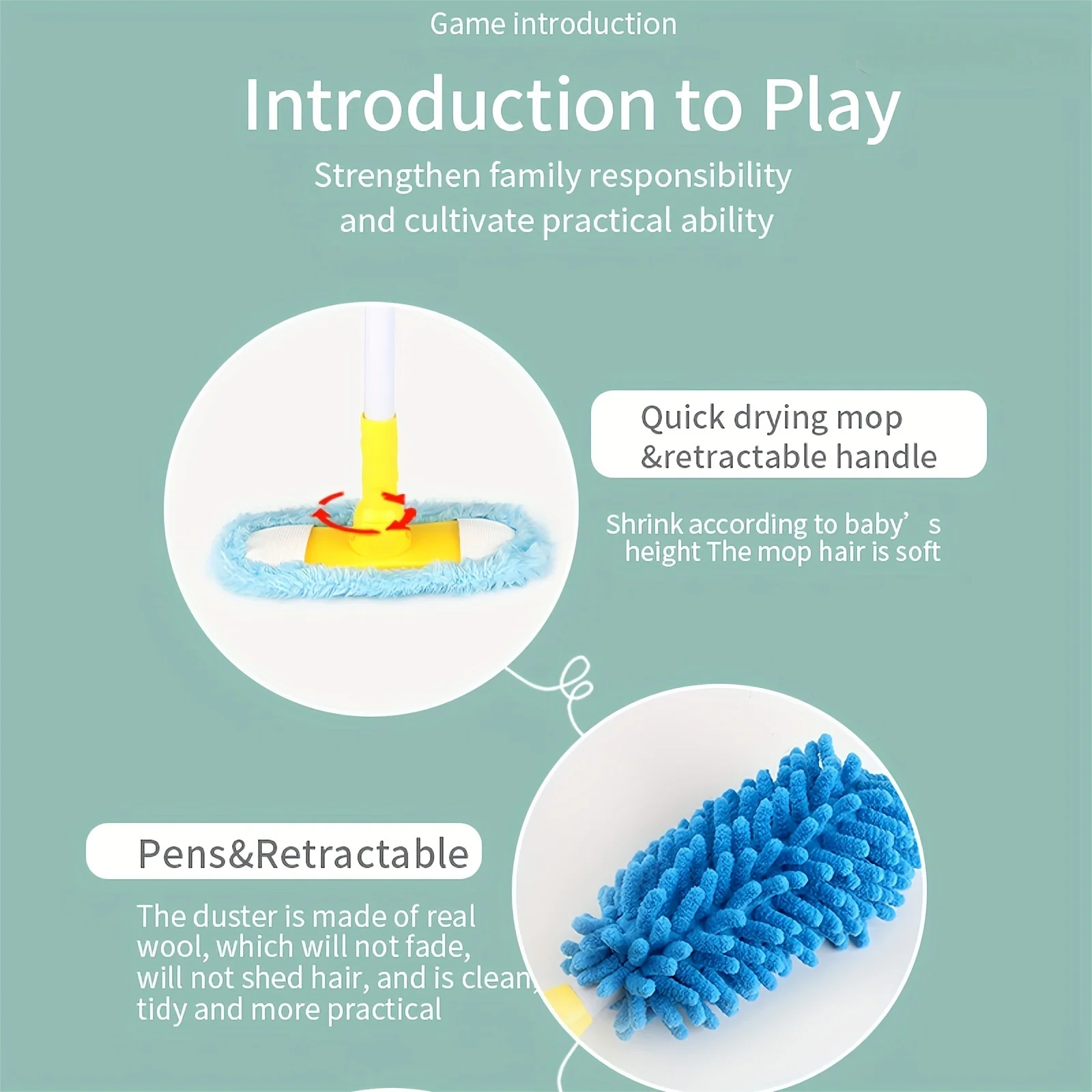 Set per la pulizia dei bambini per i più piccoli Set da 12 pezzi staccabili per giochi di finzione Set da gioco interattivo Regalo di compleanno per ragazzi e ragazze dai 3 anni in su