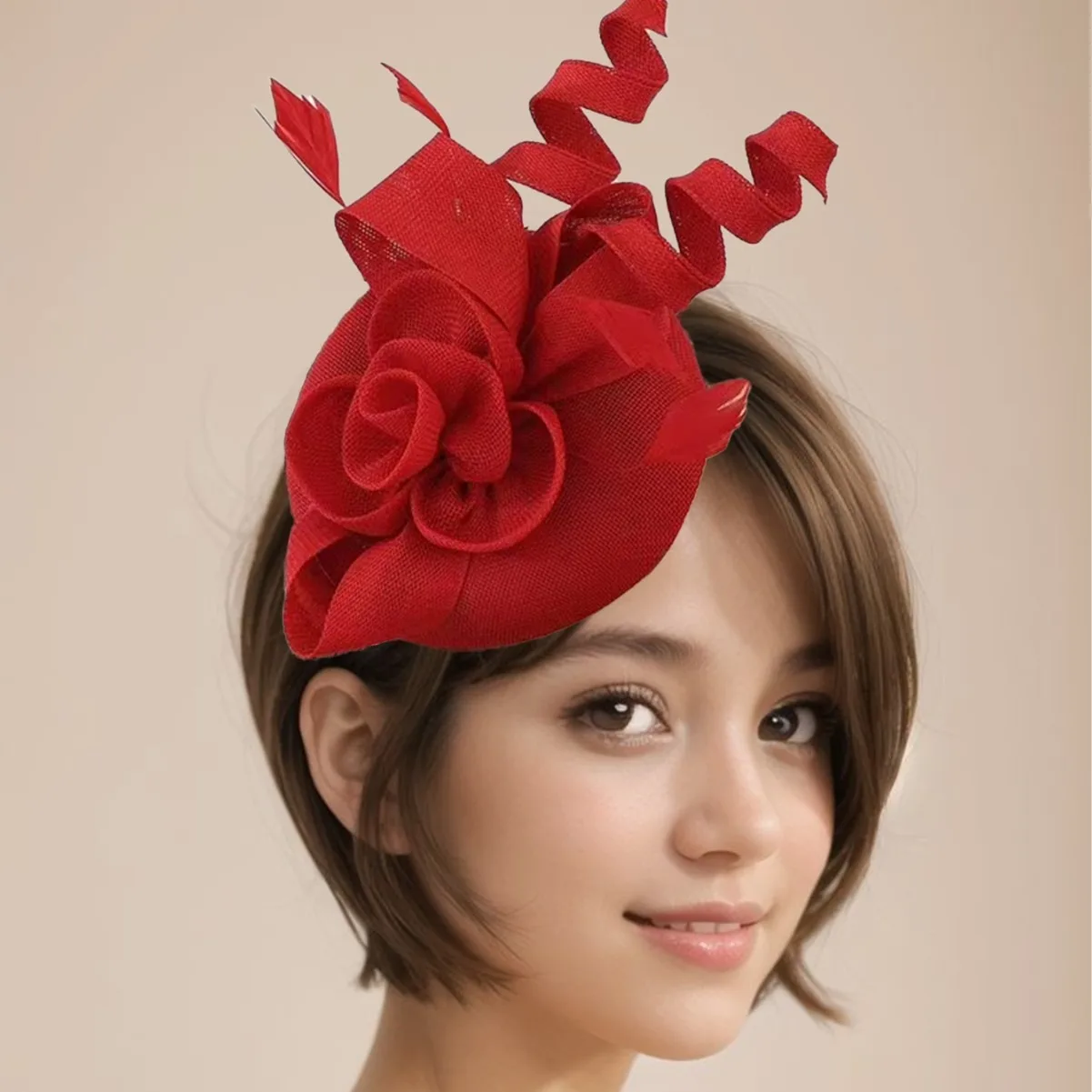 

Sinamay Lady Flower Fascinator Hat, повязка на голову с зажимами, шляпа-таблетка, головной убор для коктейля, чаепития для женщин
