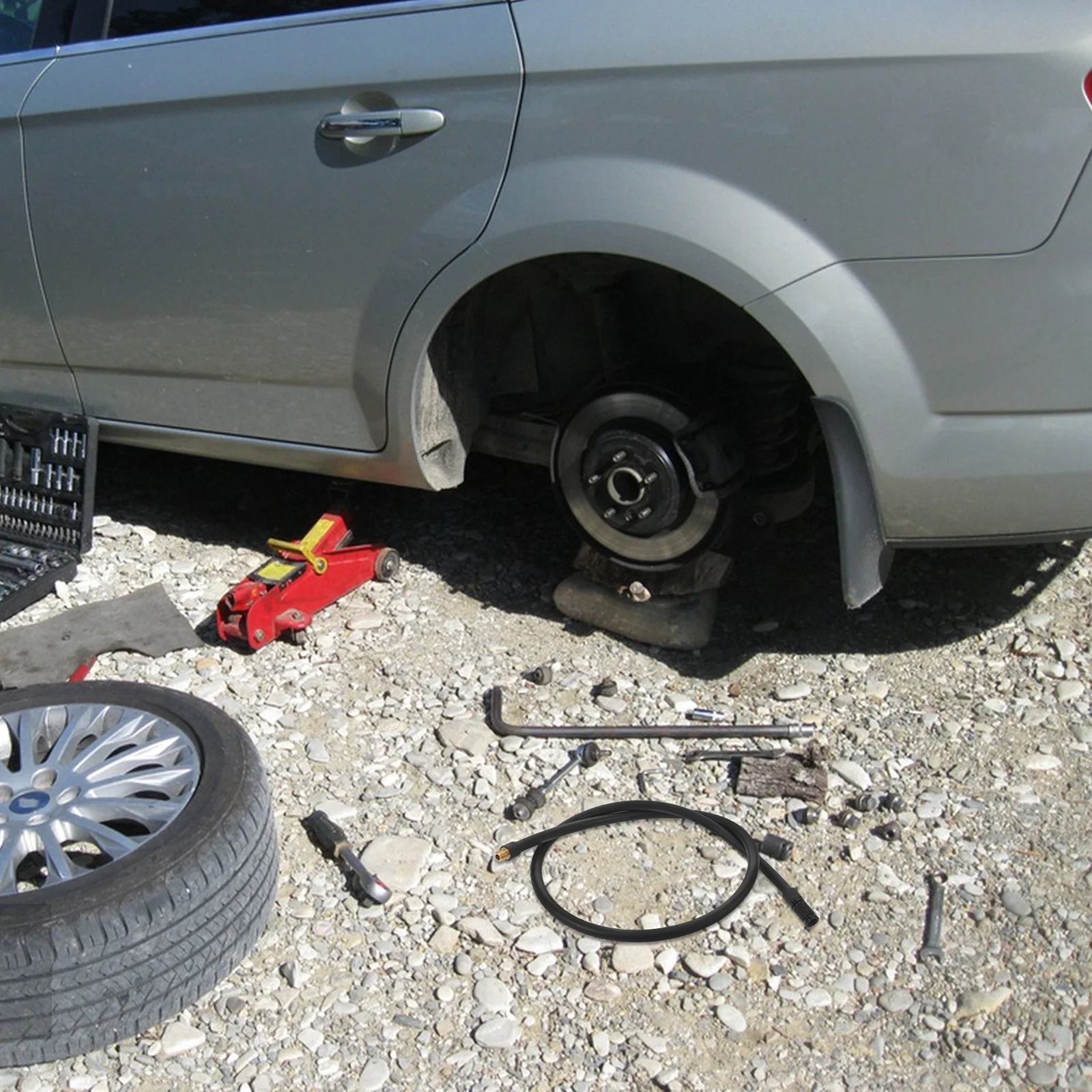 

80cm Tire Inflator Extension Hose Threaded Rubber Air Pump Connector Flexible Hose for Vehicle Tires Quick Inflation