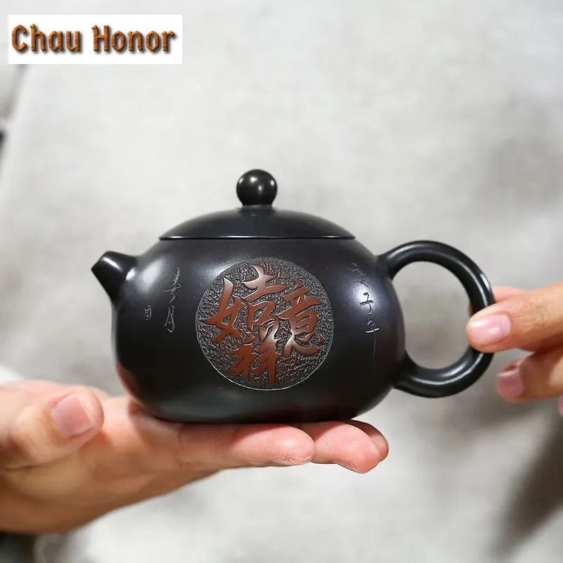 210ml Tradition Yixing Purple Clay Teapots Master Handmade Xishi Tea Pot Raw Ore Beauty Kettle Chinese Zisha Tea Set Customized