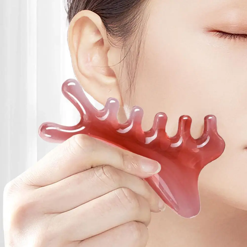 4-in-1 Dolphin Shape Massage Comb Resin Head Meridian Comb Multifunctional Scraping Face Lifting Body Massage Comb