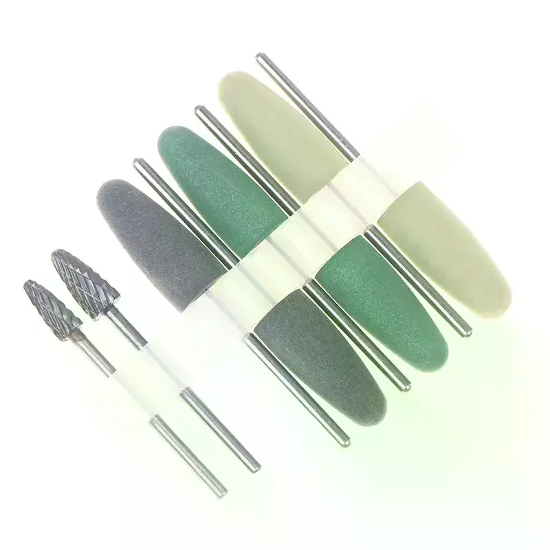/ACR/Resin Base Acrylic Polishing Kit Drill Polisher Rotary Tools 6pcs Silison Rubber Polish+2pcs Tungsten Carbide Polish Denta