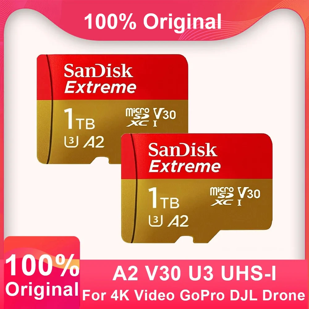 Оригинальная карта Extreme 2 шт. A2 U3 V30 Micro SD Card 1 ТБ 512 ГБ 256 ГБ 128 ГБ 64 ГБ Карта памяти 32G A1 для 4K60 Gopro frame DJI drone Оригинальная карта Extreme 2 шт. A2 U3 V30 Micro SD Card 1 ТБ 512 ГБ 256 ГБ 128 ГБ 64 ГБ Карта памяти 32G A1 для 4K60 Gopro frame DJI drone