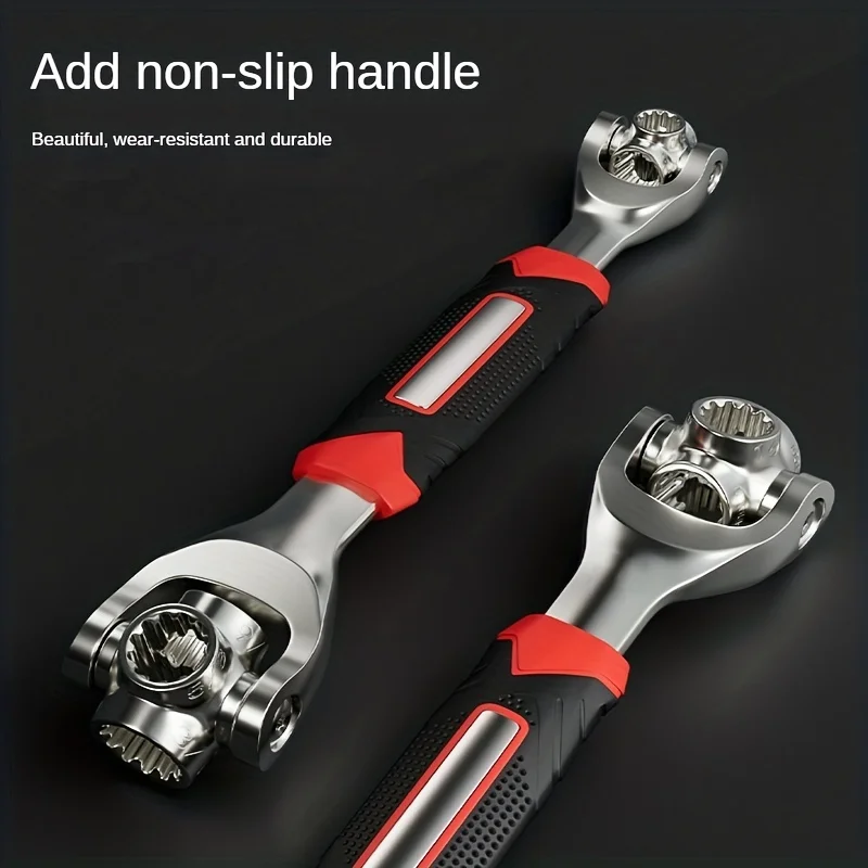 360° Rotation Double End Wrench, 52-in-1 Multi-Purpose Tool Wrench, 8-19mm Torque Socket Wrench, 12-Tooth Socket Wrench