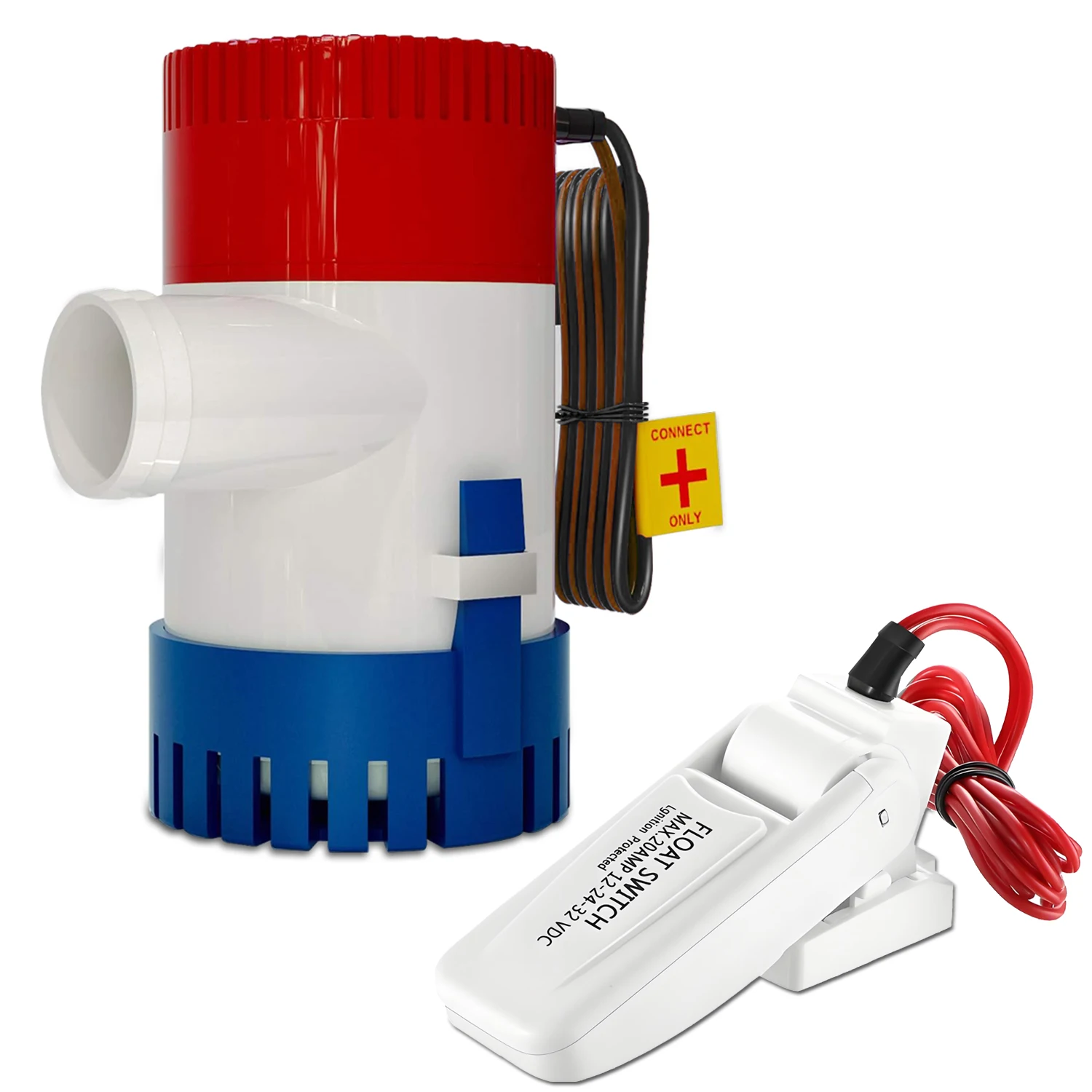 

750GPH Marine Bilge Pump 12V Submersible 1-1/8 Inch Diameter Electic Rule Bilge Water Pump with Automatic Float Switch for Boat