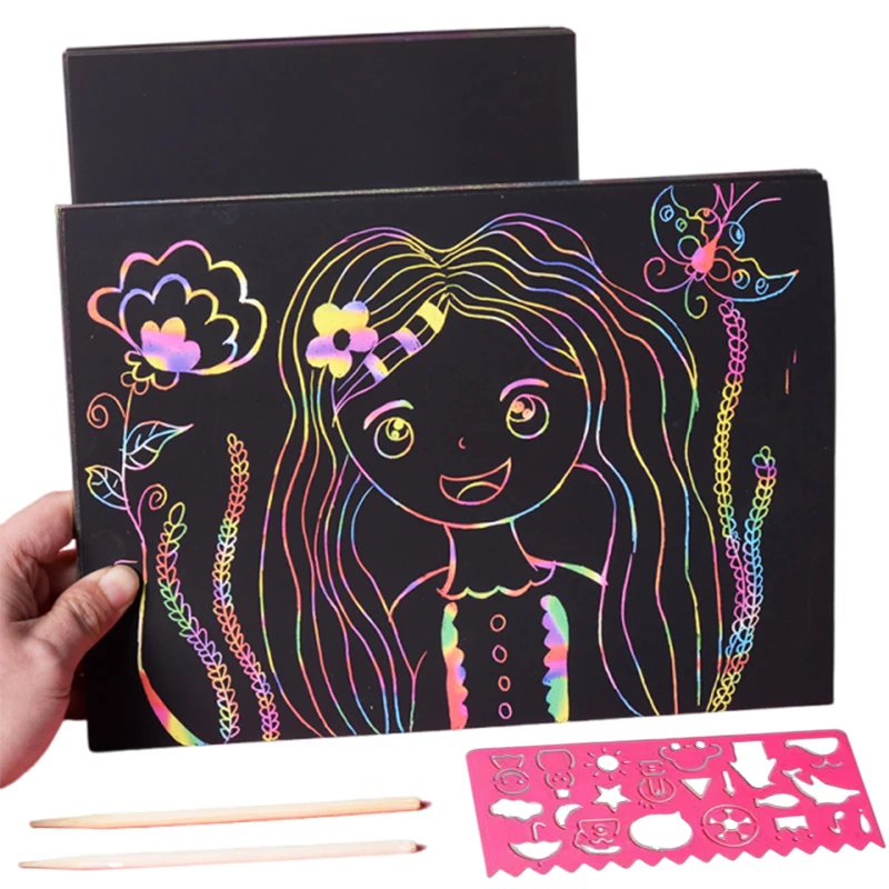 

50 шт. бумага для царапин 16 К/32 К с шаблоном для рисования Радуга Многофункциональные офисные образовательные принадлежности Студенческие награды TMZ