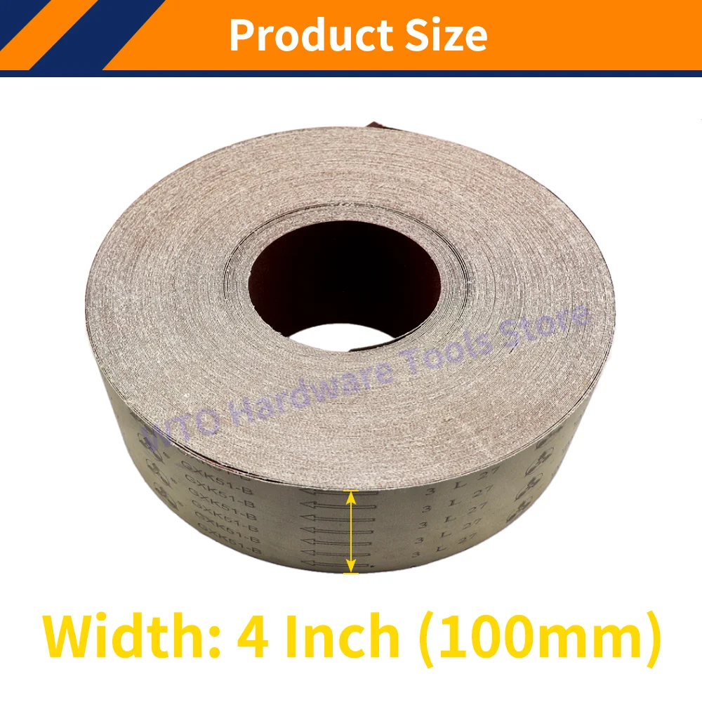 2m 4 Inch Sandpaper Roll Hook and Loop Aluminium Oxide Emery Cloth Roll 60-600 Grits for Wood Furniture Metal Sanding