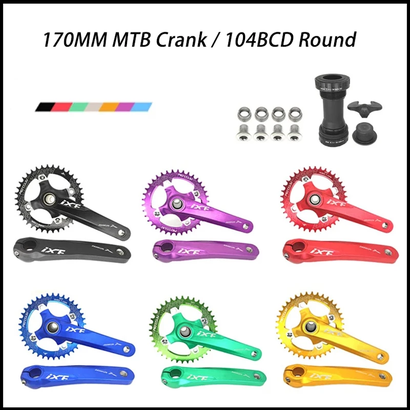 IXF Mountain Bike Hollow Technology 170mm Crank + BB + 104BCD Round Narrow Chainring 32T 34T 36T 38T Crankset Tooth Plate Parts