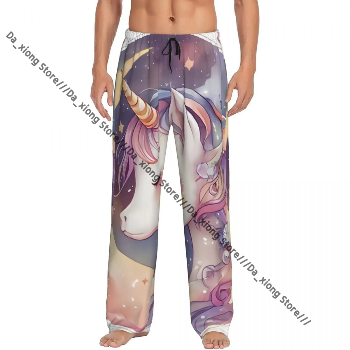 

Мужские пижамные брюки с единорогом и радугой, милые, в стиле фэнтези, для дома и сна