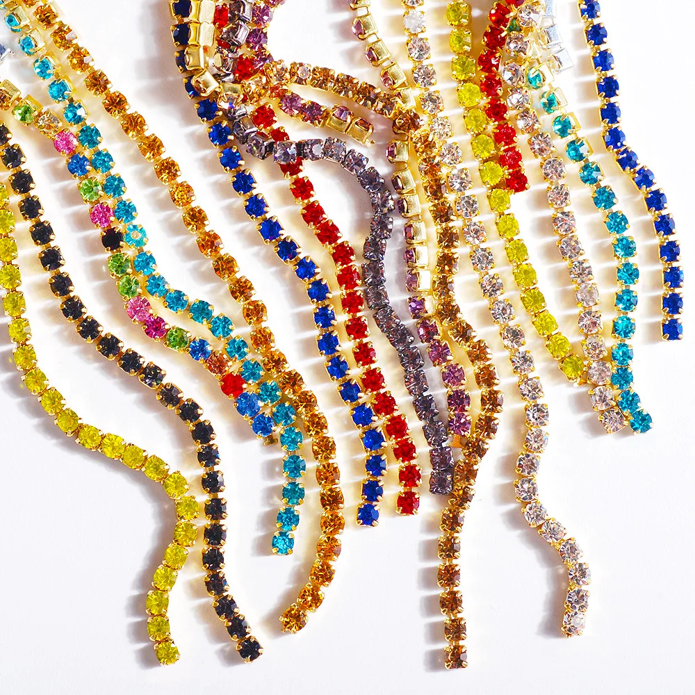 High Quality SS6 60cm Nail Chain Rhinestone Claw Crystal Dense Claw Electroplated Accessories