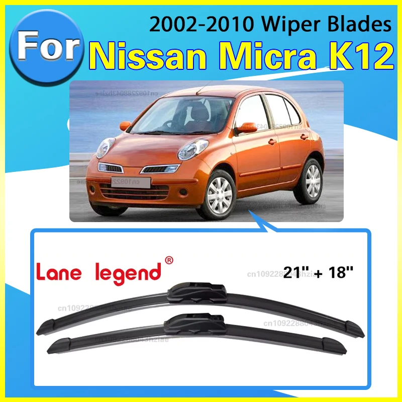 Für Nissan Micra K12 2002-2010 Auto Wischer U-typ Weiche Gummi Ohne Knochen Wischer HD Leise Langlebig Automotive wischer 21 "+ 18"