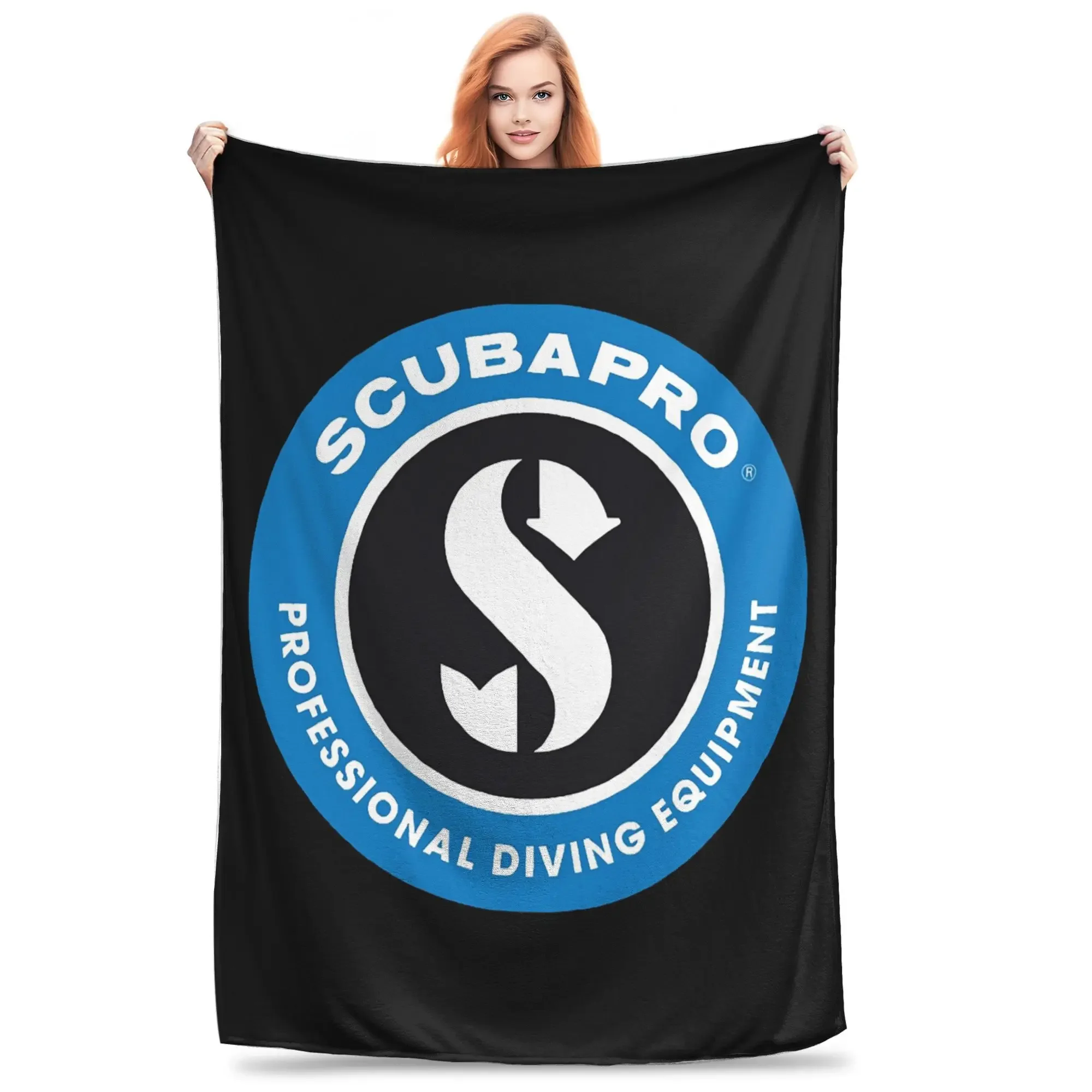 Warme Flanell-Überwurfdecke mit Scubapros-Tauchlogo, weiche Plüsch-Tagesdecke für Bett, Wohnzimmer, Zuhause, Reisen, Couch