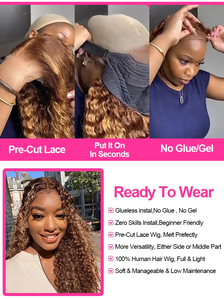 4/27 تسليط الضوء على شعر مستعار شعر الإنسان موجة عميقة شعر مستعار أمامي 13x4 HD الدانتيل الباروكة شعر الإنسان موجة المياه الباروكات مجعد الدانتيل الجبهة باروكة من شعر طبيعي #3