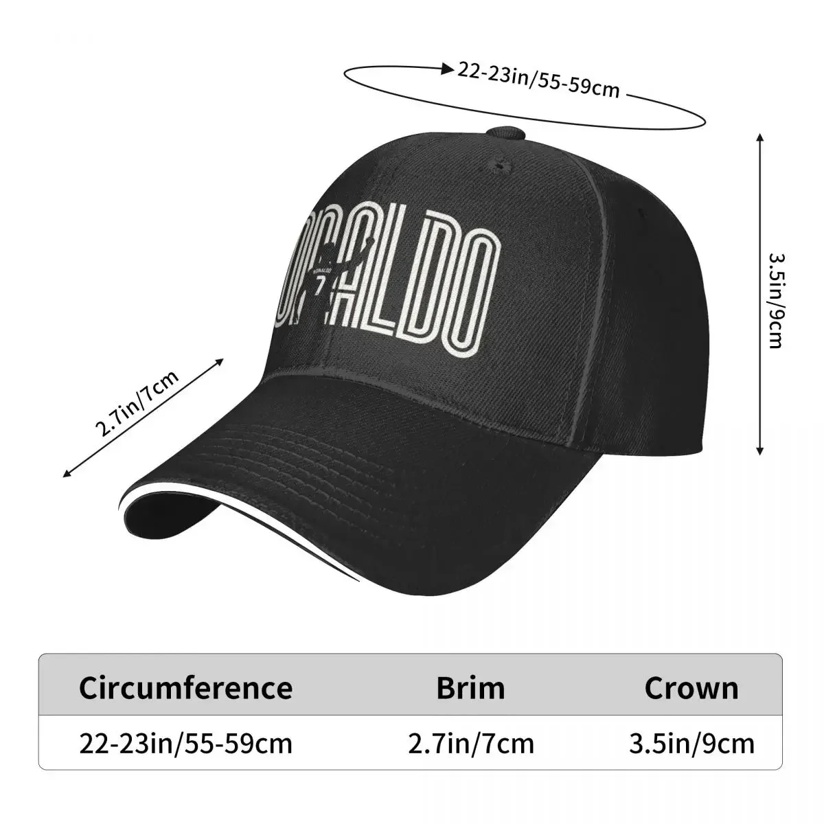 Cristiano Ronaldo CR7 Baseball Cap Fashion Sandwich Cap for Men Women Adjustable Headwear Outdoor