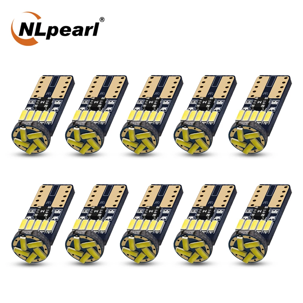 NLpearl 2/10x Led W5W Canbus Signal Lamp T10 Led 168 194 Bulbs 4014SMD Clearance Lights Reading Lights Interior Lights 12V White