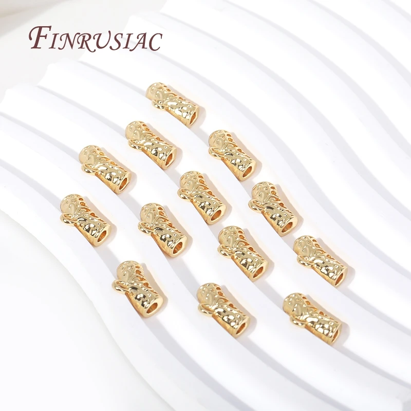 18K Gold Plated Curved Tube Spacer Beads Pendant Charms Bail Brass Metal Bail Beads Connector DIY Jewelry Accessories Wholesale