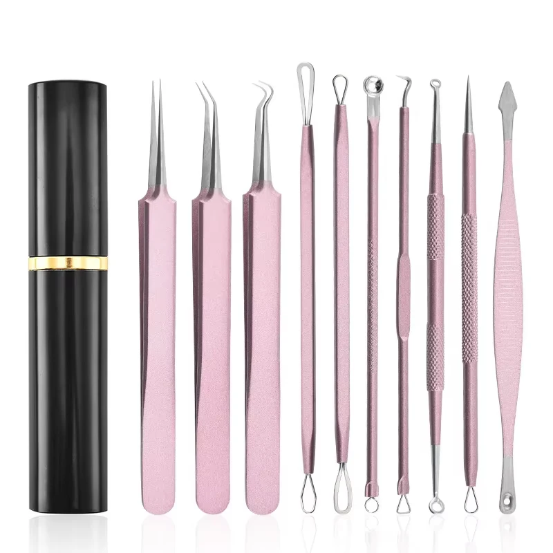 

Pimple Popper Tool Kit 10 Pcs Blackhead Remover Comedone Extractor Kit Zit Removing for Forehead,Facial and Nose Skin Care Tool