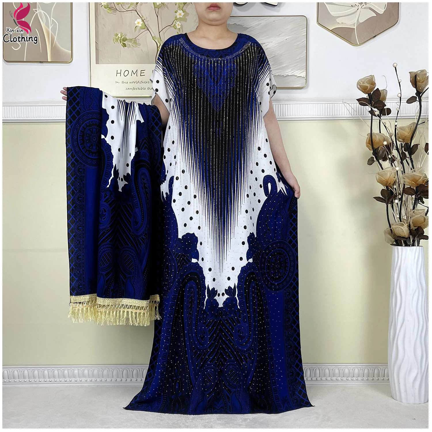 

Летнее платье 2026 года для женщин: элегантное макси-платье с длинным рукавом и большим платком, хлопок, африканский стиль, абайя, для вечеринок в Дубае