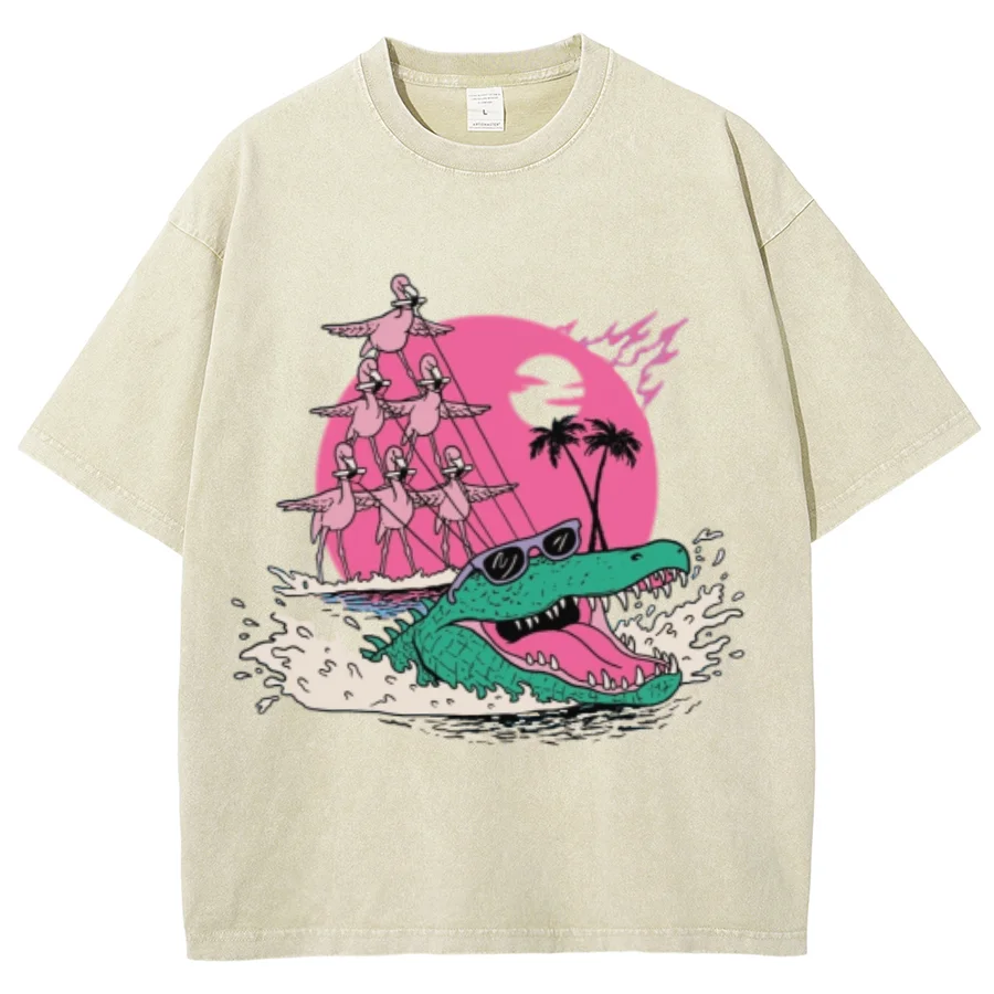 Fashion Short Sleeve Cotton Casual Wear Women's Hawaiian Holiday Graphic T-Shirt Unisex Beach Wear High Quality Loose Top Summer