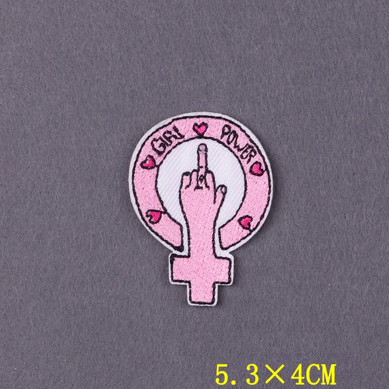 Words Patch Embroidered Patches For Clothing DIY Feminism Iron On Patches On Clothes Stripes Pink Badges On Backpack Accessory