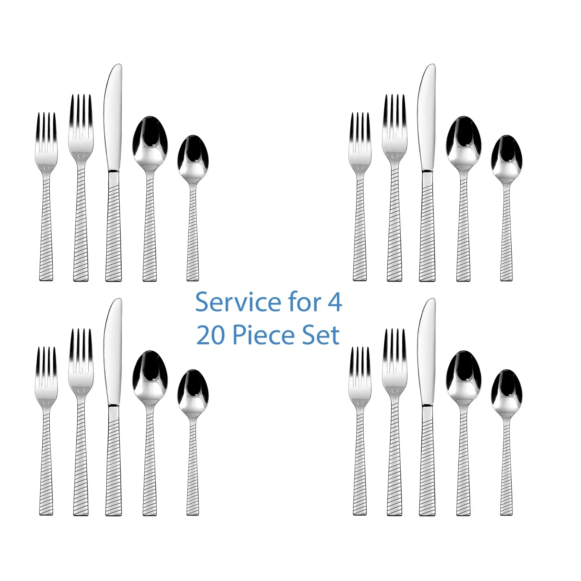 (2 stuks) 20-delige roestvrijstalen bestekset, zilver, servies voor 4 personen, 6,45 lbs, vaatwasmachinebestendig