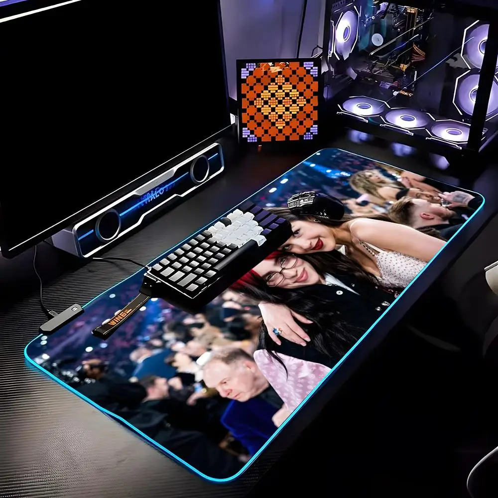 

HotSingerB-BilliesE-EilishS Mouse Pad RGB HD Mousepad Pad Rug Desk Mat Computer Gaming PC Accessories Rubber Keyboard LED Mats