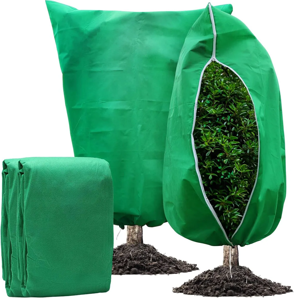 Plant Covers Freeze Protection Covers Frost Cloth Plant Anti-Freeze Shrub Protection Bag with Zipper Drawstring Frost Blankets