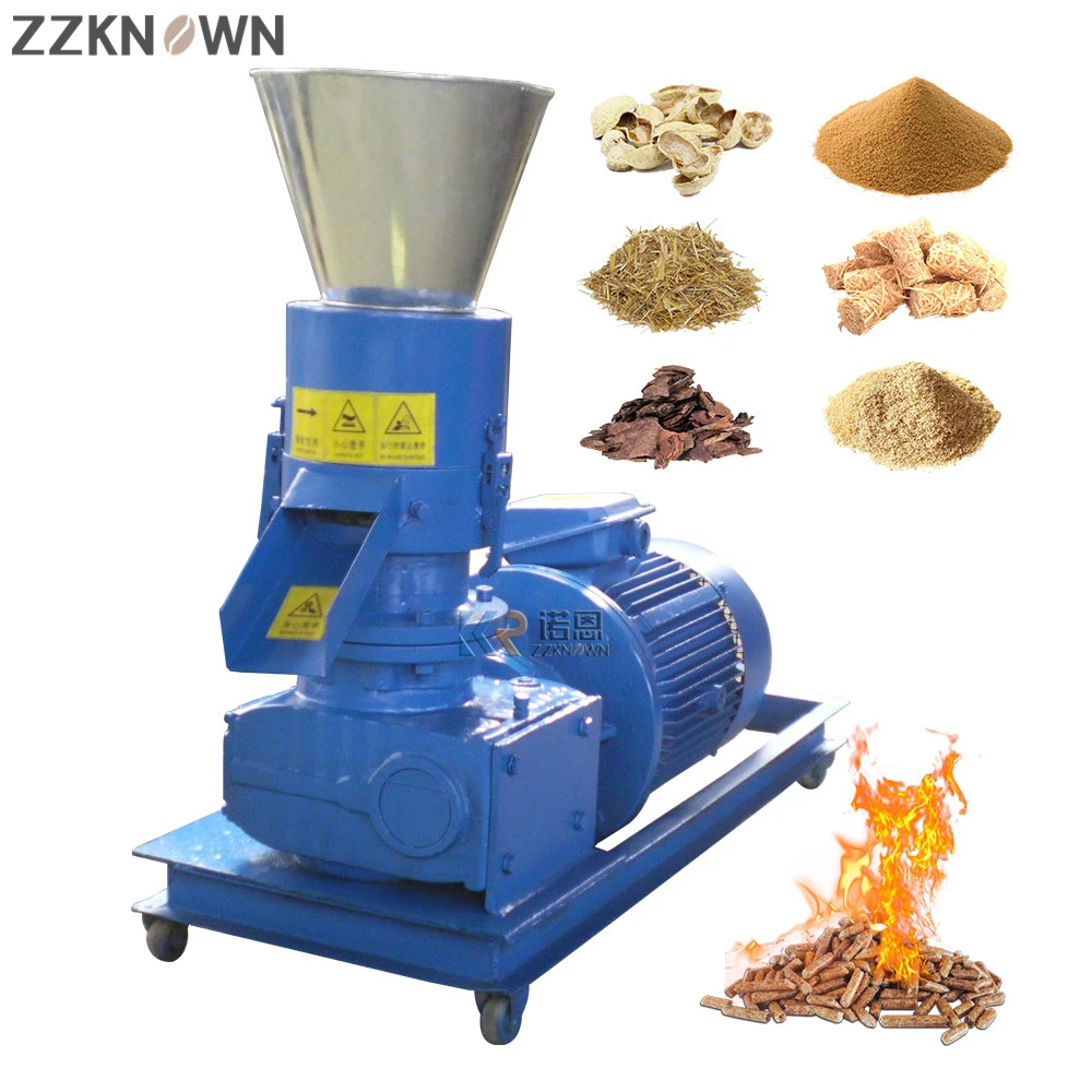 ماكينة صنع الكريات لتغذية حيوانات الدجاج 100-150 كجم/ساعة للبيع تسخين كهربائي نشارة الخشب الكتلة الحيوية مطاحن بيليه الخشب للتدفئة