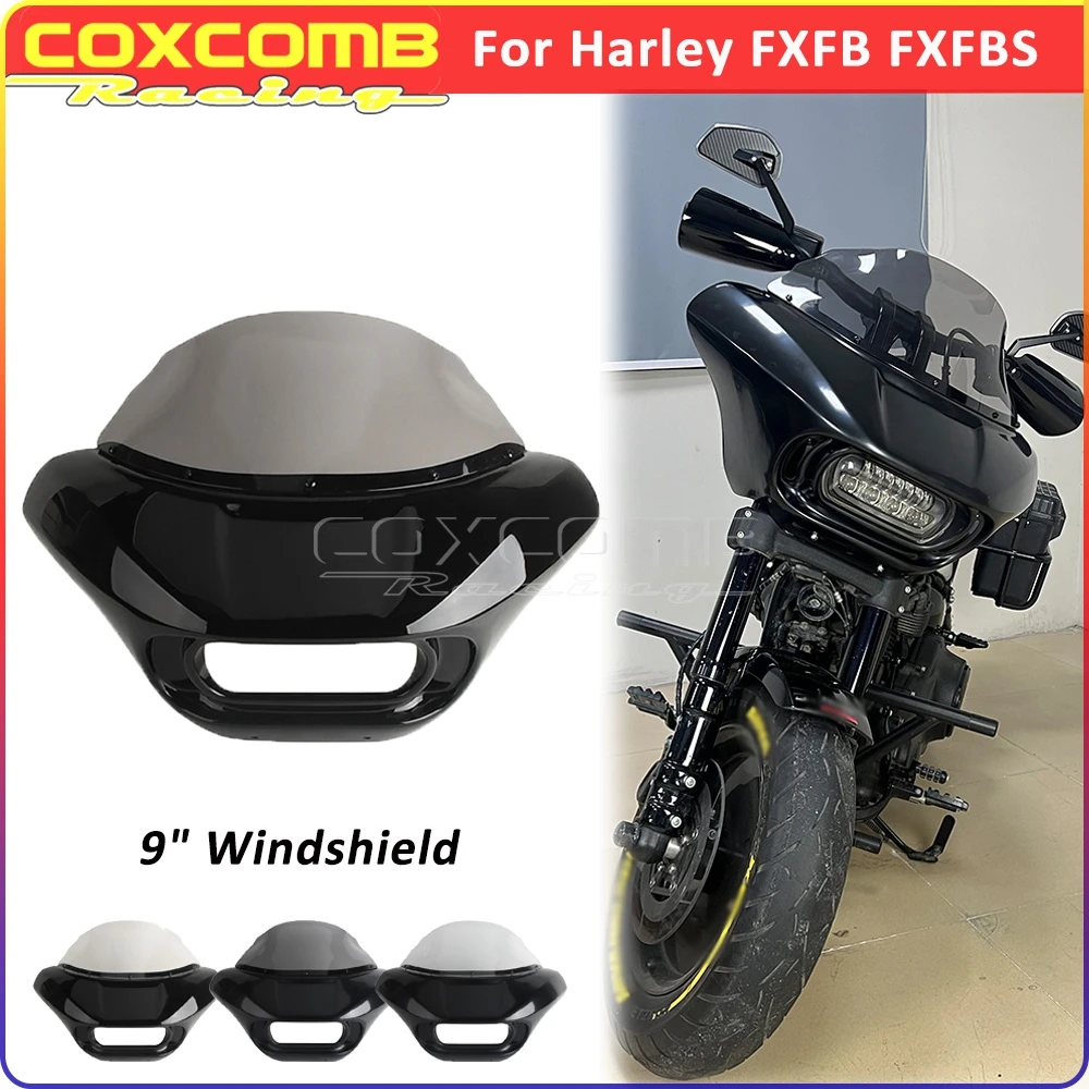 

Front Mask Headlight Windshield Mask Cover For Harley Softail Fat Bob FXFB 114 FXFBS Motorcycle Outer Batwing Fairing 2018-2024