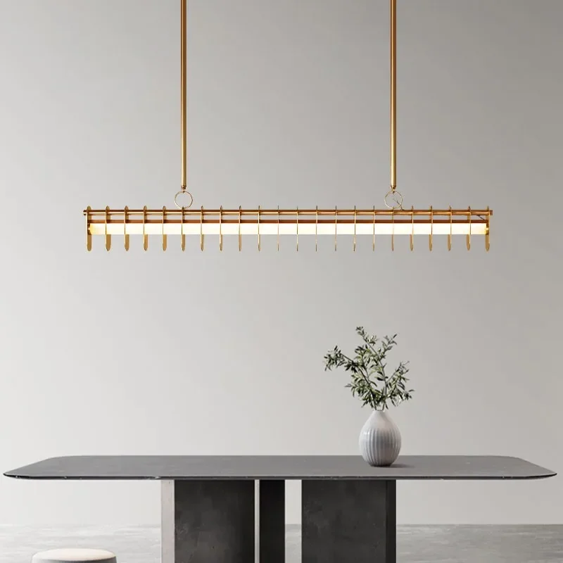 Post-modern Minimalist Restaurant Bar Desk Led Long Chandelier Designer Creative Personality Simple Dining Table Pendant Lamp