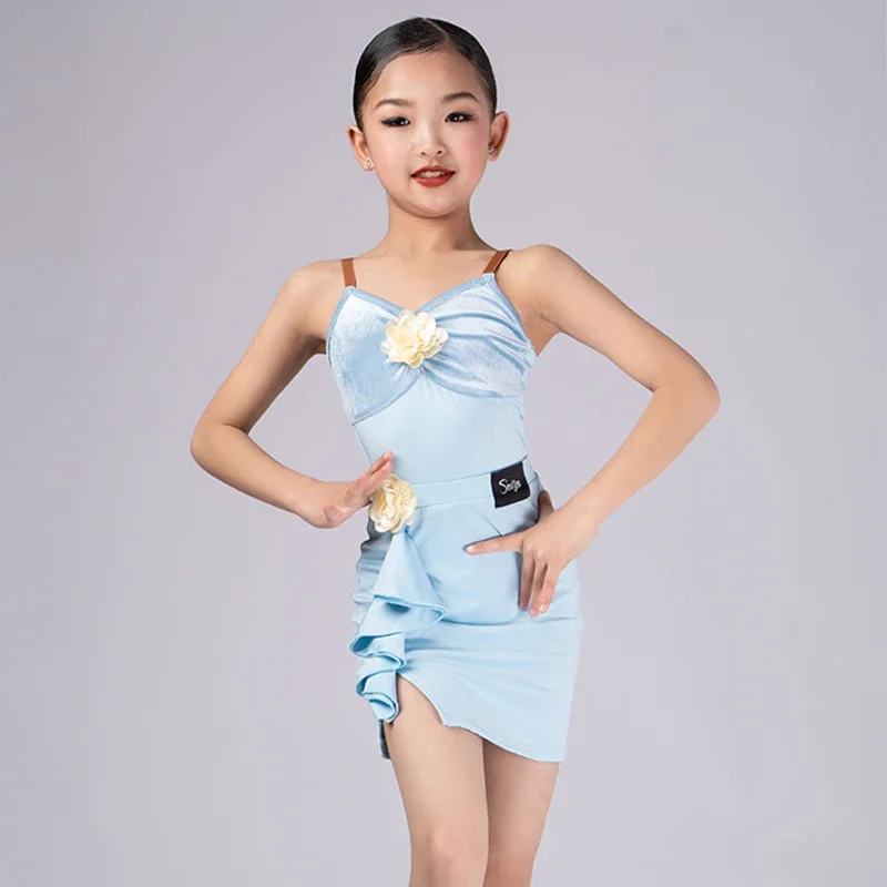 

New Children'S Latin Dance Costumes Girls Latin Dance Competition Clothes Kids Chacha Samba Ballroom Dance Dresses