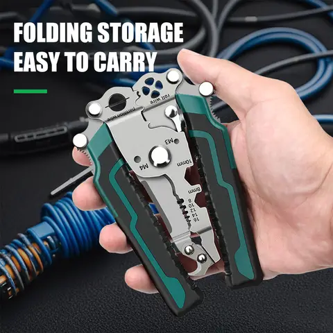 इलेक्ट्रीशियन वायर कटर मल्टी फंक्शन फोल्डिंग केबल स्ट्रिपिंग प्लायर्स वायरिंग कटिंग क्रिम्पिंग हैंडहेल्ड टूल्स प्रोफेशनल के लिए 6 best sales बिजली के उपकरण - №3