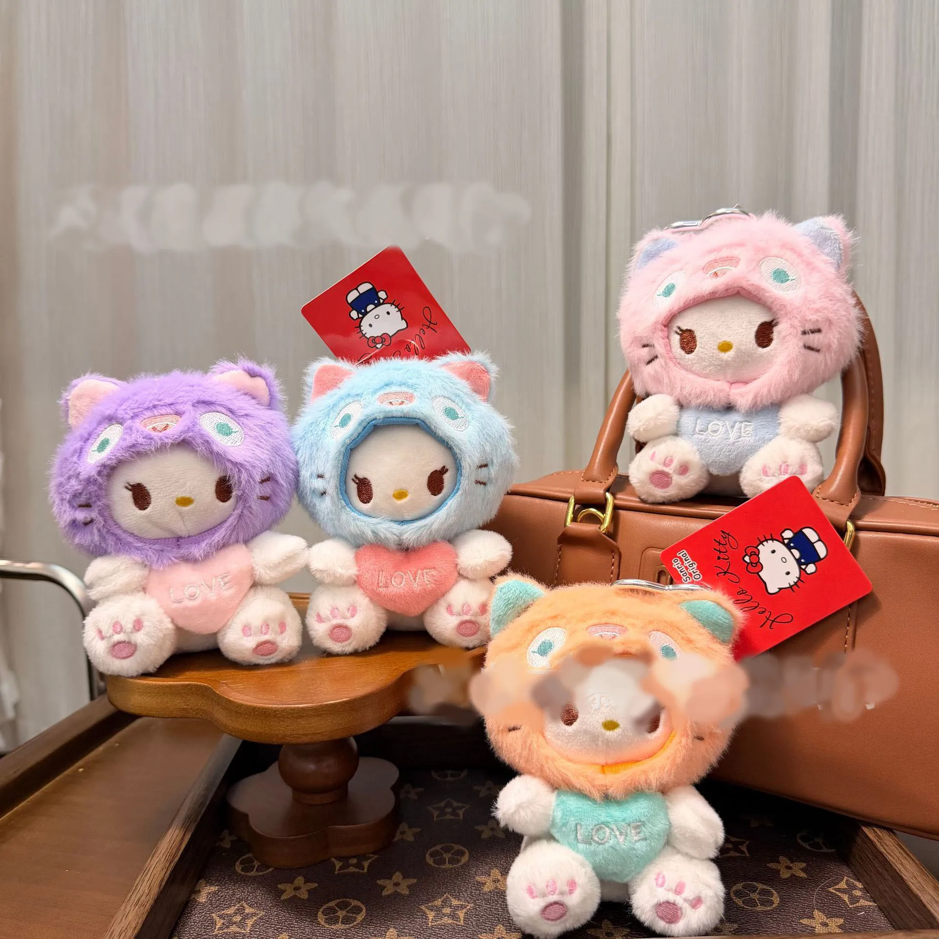 

New model Hello Kitty Plush Keychain Cute Transformation Stitch Pendant Plush Doll Bag Hanging Keychain