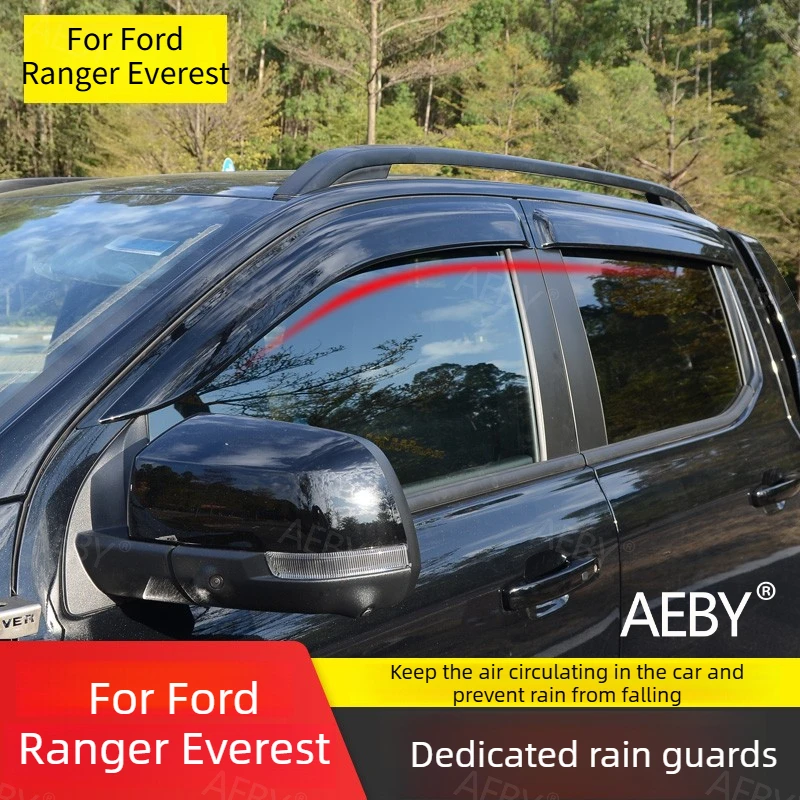 For Ford Ranger Everest 2012-2025 Window visor windshield windproof and noise reduction,All weather protection against UV rays