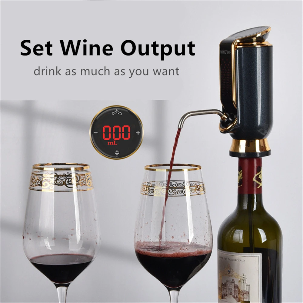 

Electric Wine Aerator Portable Pourer Instant Wine Decanter Dispenser Pump One-Touch Auto USB Rechargeable Fresh-keeping 10 Days