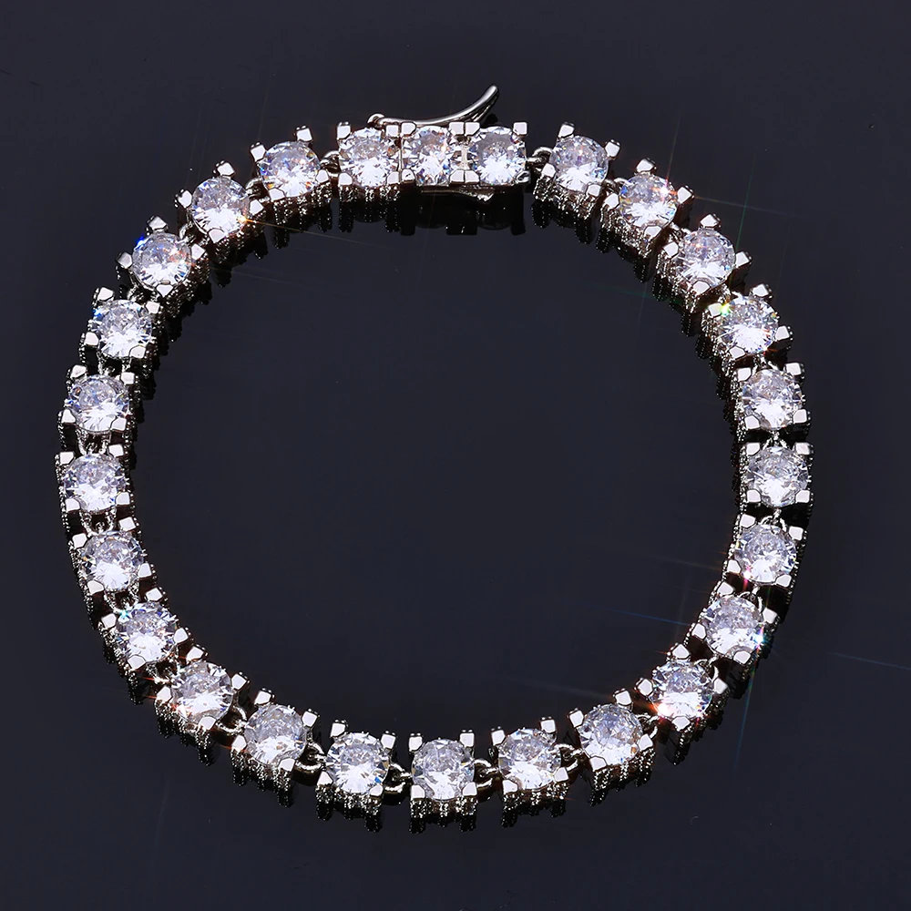 Hip Hop Wholesale 6mm Iced Diamond Tennis Necklace Set With 5A Cubic Zirconia Exquisite Sparkling Men's and Women's Jewelry