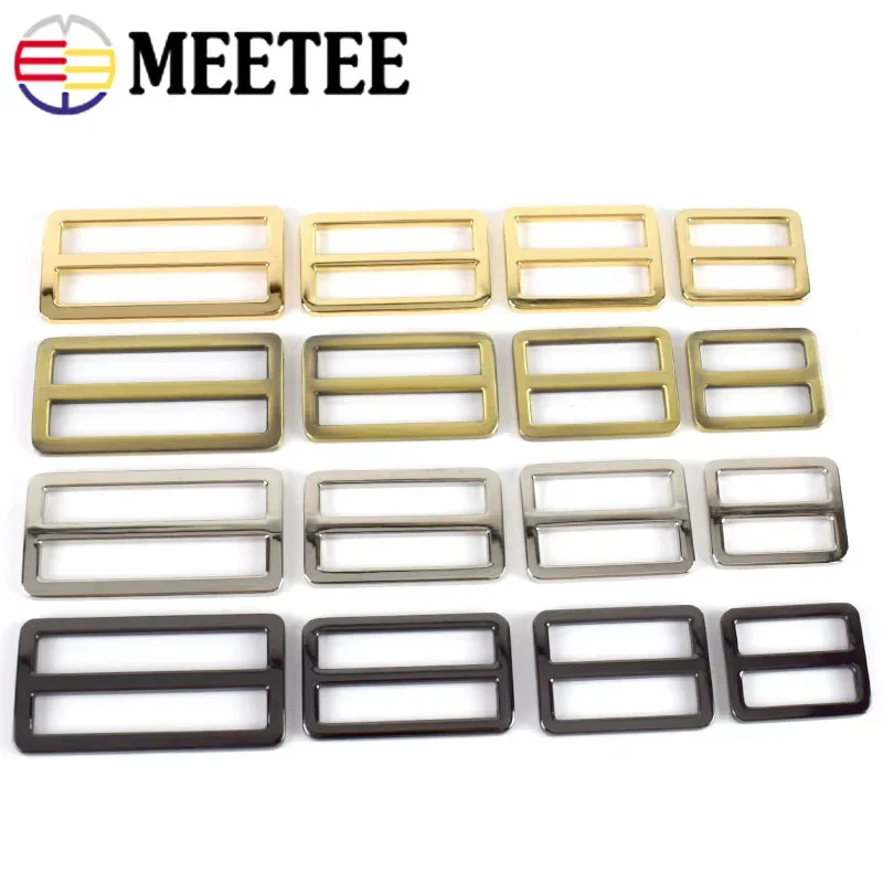 5Pcs 16-50mm Metal Ring Buckles Webbing Straps Slider Tri Glide Adjuster Buckle Bag Belt Clasp Hooks DIY Leather Accessories