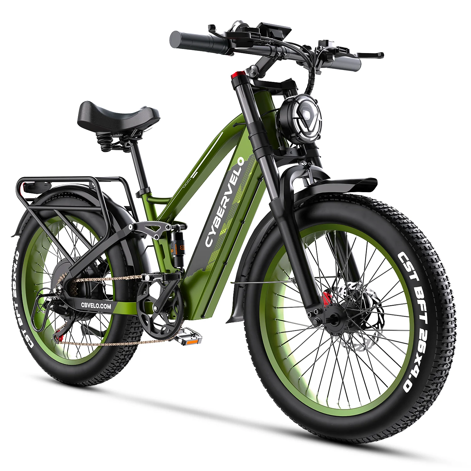 Cybervelo 26" X 4.0" Fat Tire All Terrain Electric Bike, 5000W Peak Motor, 60V 50Ah Built-in Battery 7-Speed Adult E-Bicycle EK9 image 3