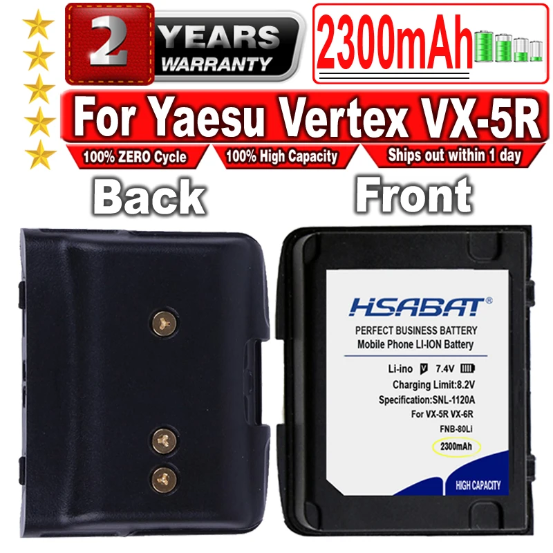 HSABAT 2300mAh FNB-80Li FNB-58Li Two-way Radio Battery for Yaesu Vertex VX-5R VX-6R VX-7R VXA-700 VXA-710