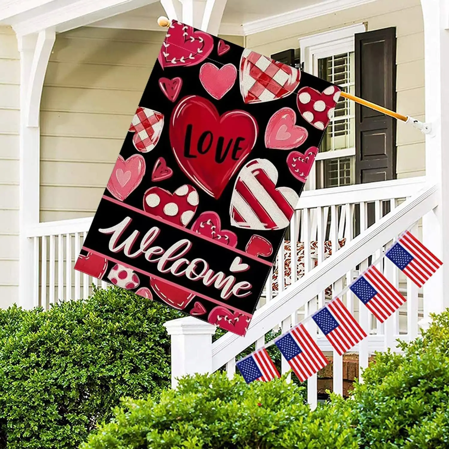 Happy Valentine's Day House Flag 28 x 40 Inch Welcome Heart Decorative Double Sided Flag for Farmhouse Yard Outdoor Deco UUL EEZ