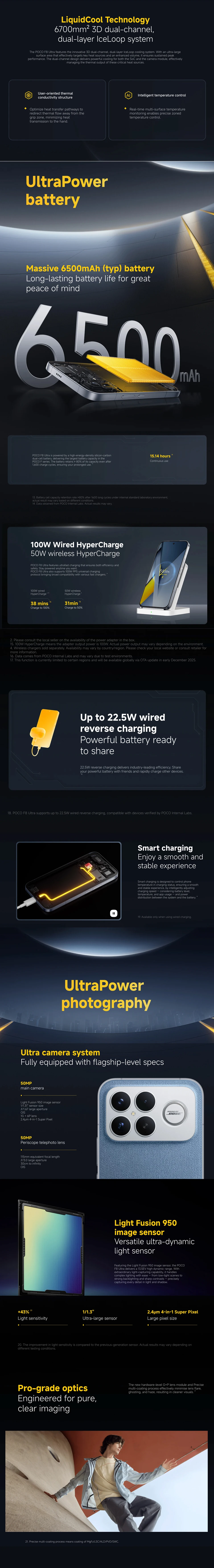 Poco F8 Ultra 5g Smartphone Snapdragon ® 8 Elite Gen 5 6.9"120Hz Poco Hyper Rgb Amoled Display 6500Mah 100W Wired 50Mp Ip68 Nfc