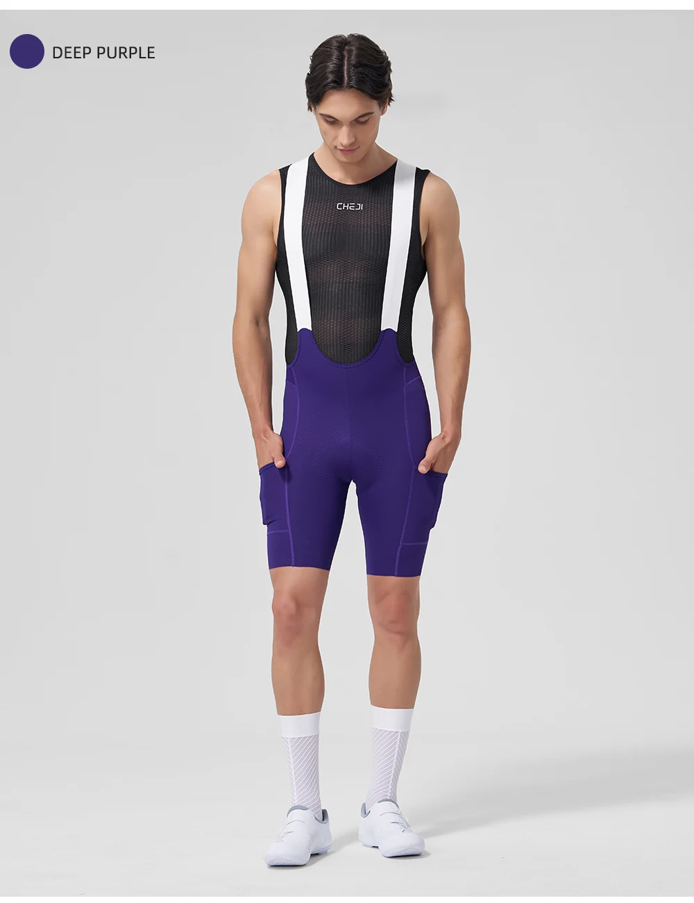 Cheji Herren-Radlerhose mit Trägern – Detail 15