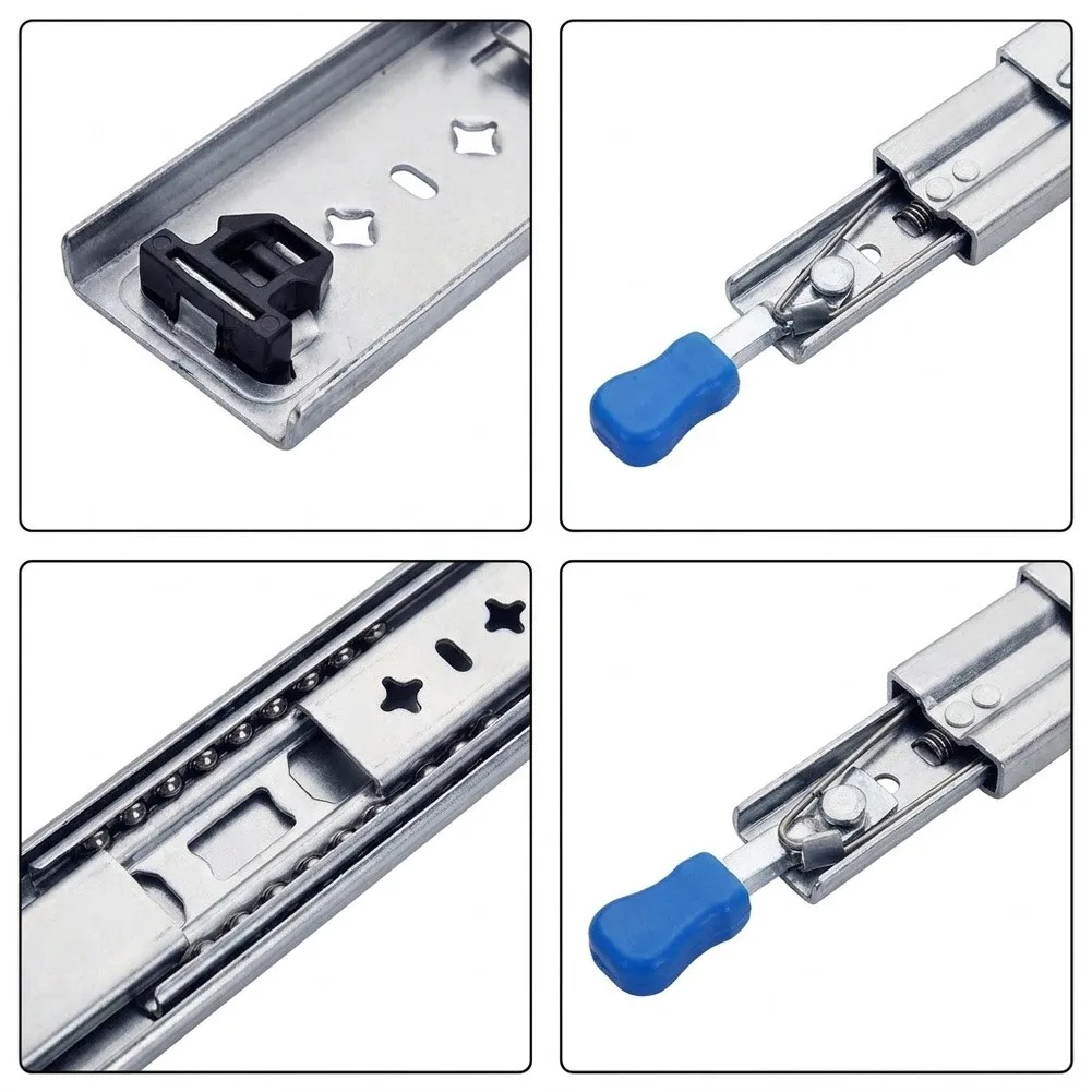Industrial Grade 53mm Lockable Slide Rails with Buffer for RVs Cabinets and Drawers 10inch to 16inch Adjustable Lengths