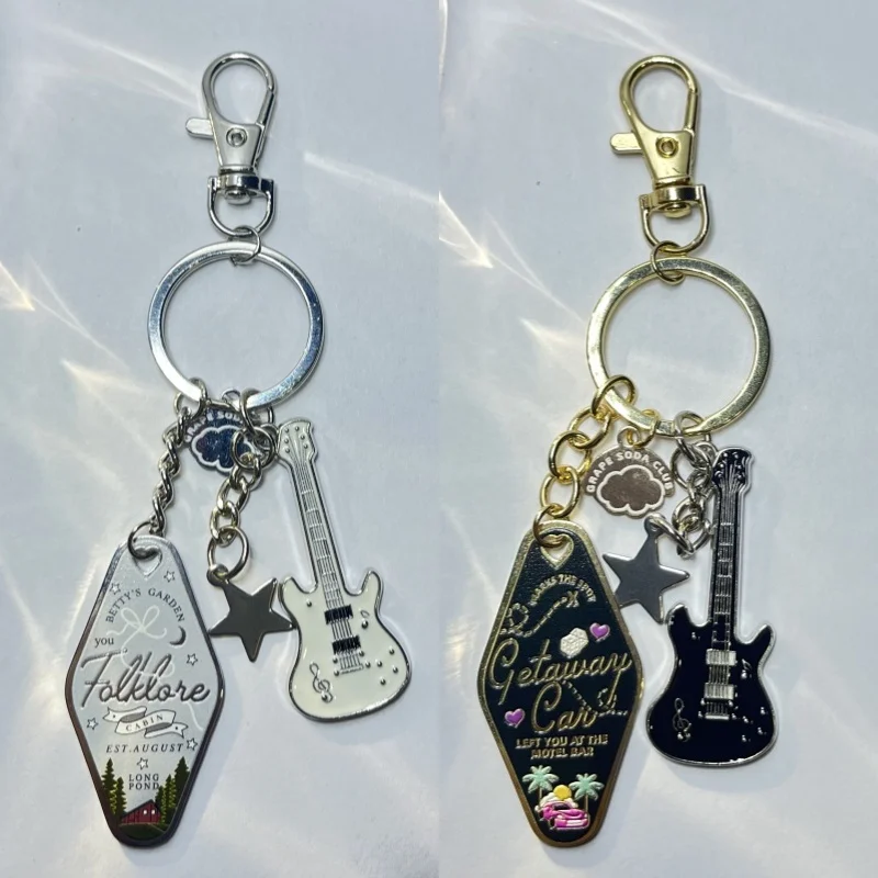 New Fashion Motel Key Chain Cute Guitar Star keychain Swift Fan Commemorate Gifts For Car Keys Wallet Backpack Car Key Pendant