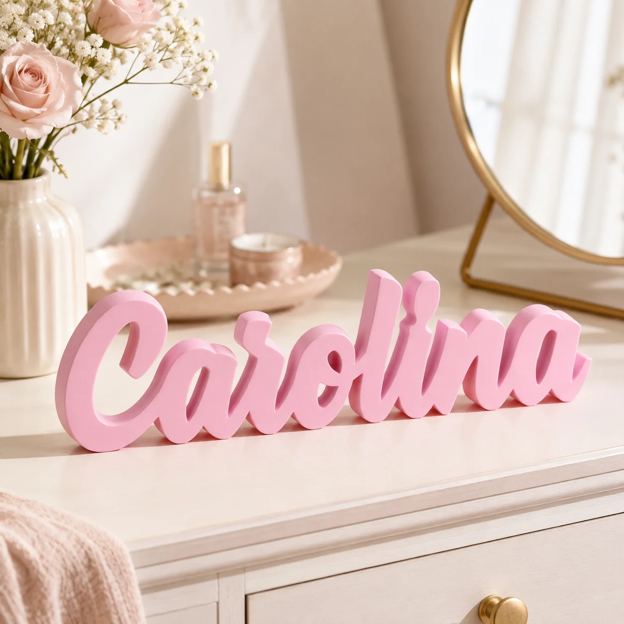 1pc Custom cartoon style PVC Wooden Name Plaque, Bedroom Room Table Decor,Ornament for Nursery Baptism Wedding Anniversary Gift