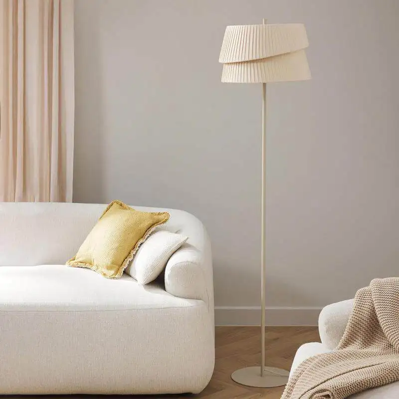 Cream Style Retro Floor Lamp Nordic Fabric Lamp Pleated Living Room Sofa Edge Lamp Bedroom Bedside Light Home Decor Lighting LED