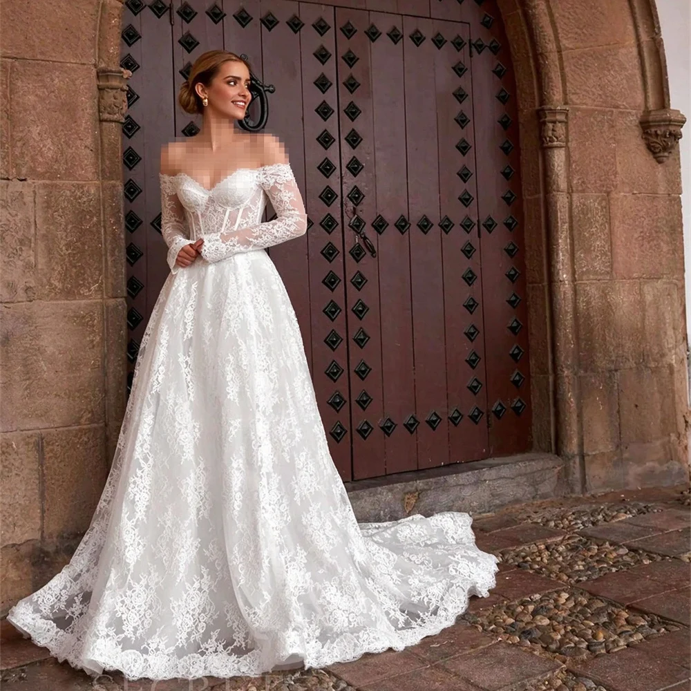 Customized Sweetheart Wedding Dress 3/4 Sleeve A-line Backless Lace Bridal Dresses For Wedding свадебное платье