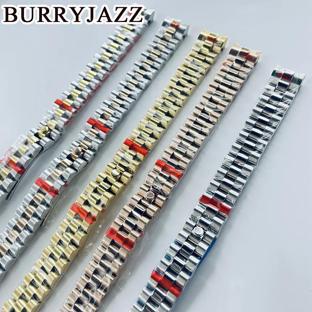 سوار ساعة Burryjazz ، 13 ، فضي ، ذهب وردي ، 90 لتر ، فولاذ مقاوم للصدأ ، إبزيم قابل للطي ، جراب ساعة 26