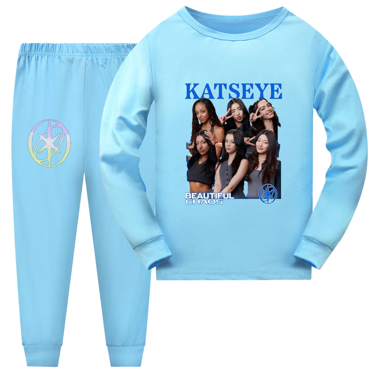 KATSEYE Clothes Kids Cartoon Pajama Sets  Baby Girls Autumn Casual Sleepwear Teenager Boys Long Sleeve T-Shirt+Pants 2Pcs Set