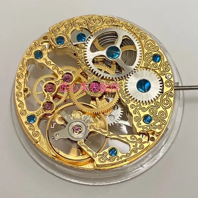 Genuine Mechanical St3600 Golden Manual Skeleton Hand Winding 6497 Hollow Out Carved Flowers Movement For Men's Watch